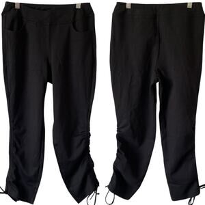 BELLE BY KIM GRAVEL NWOT Ponte Convertibelle Crop Pants with Tie 4 Petite Black